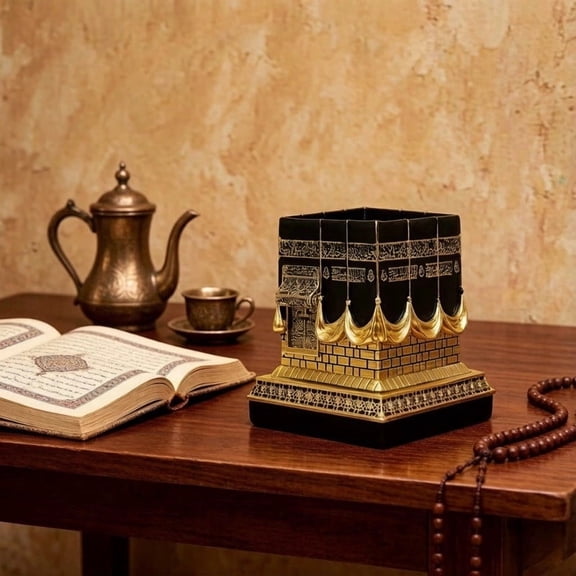 Holy Mosque Architectural Resin Model, Elegant Two Tone Intricate Detailed Freestanding Sculpture, Cultural Focal Ornament for Office Desk Ramadan Eid Home Styling