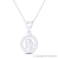 thumbnail image 1 of Holy Mother Virgin Mary 25x15mm (1x0.6in) Button Pendant & Chain Necklace in .925 Sterling Silver, 1 of 1