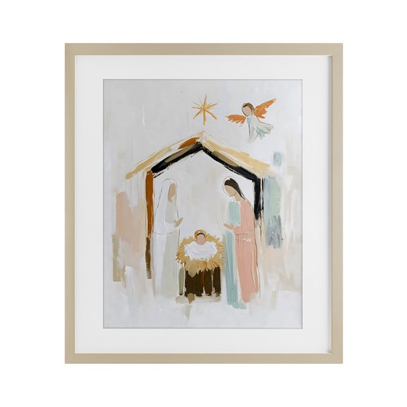 Stupell Industries Holy Nativity Abstract Scene Birch Framed Print Under Glass, design by Creative Studio, 16 x 13