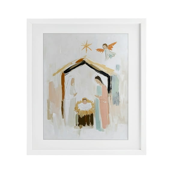 Stupell Industries Holy Nativity Abstract Scene White Framed Print Under Glass, design by Creative Studio, 21 x 17