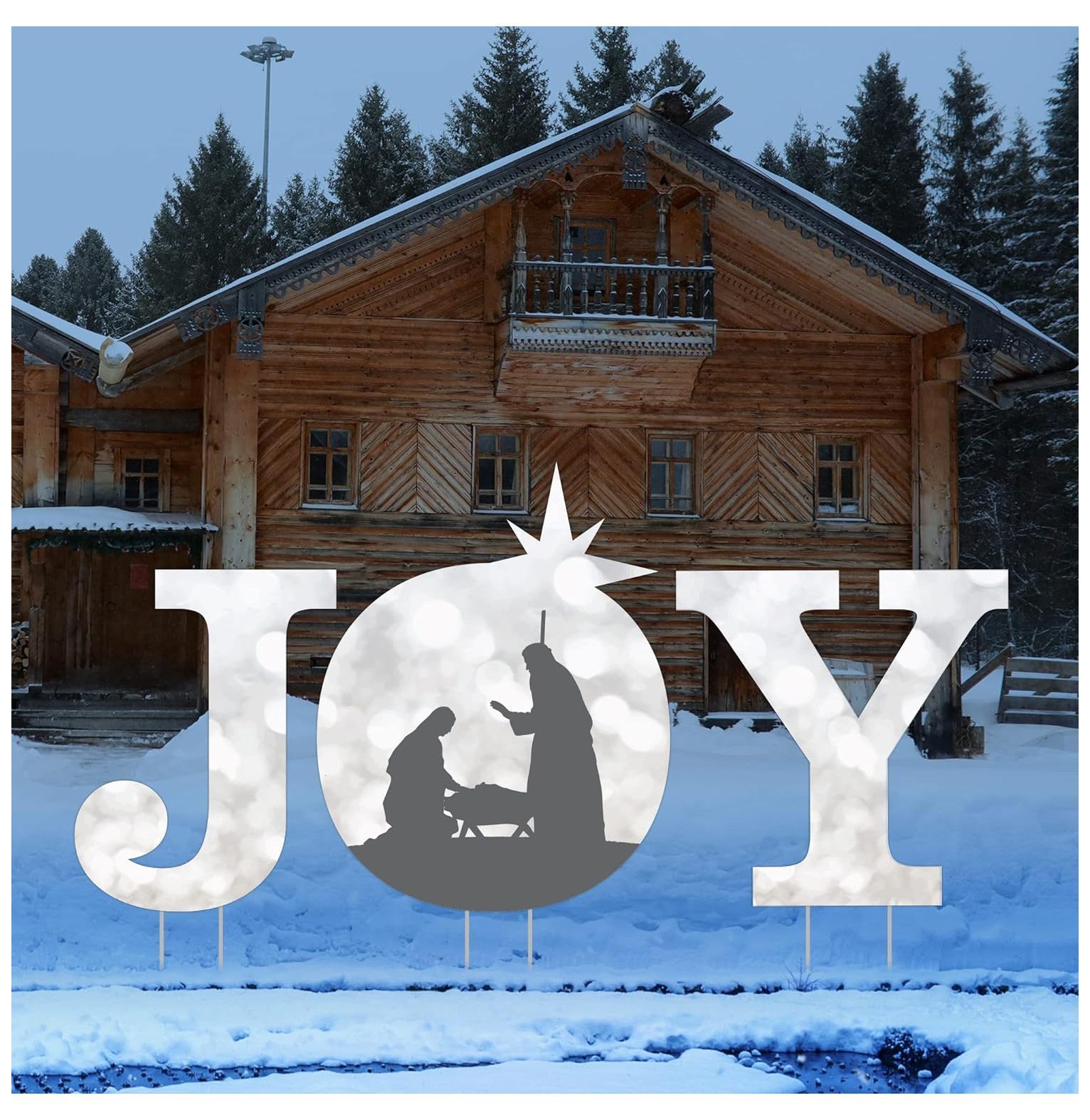 Holy Nativity JOY Yard Sign Letters Merry Christmas Yard Décor for Christmas Holiday Winter