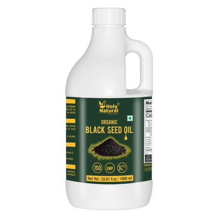 Holy Natural Cold-Pressed Organic Black Seed/Nigella Sativa/Kalonji Seeds Oil (1000ml), USDA Organic, Virgin Grade, No GMO, and Untreated Edible Oil.
