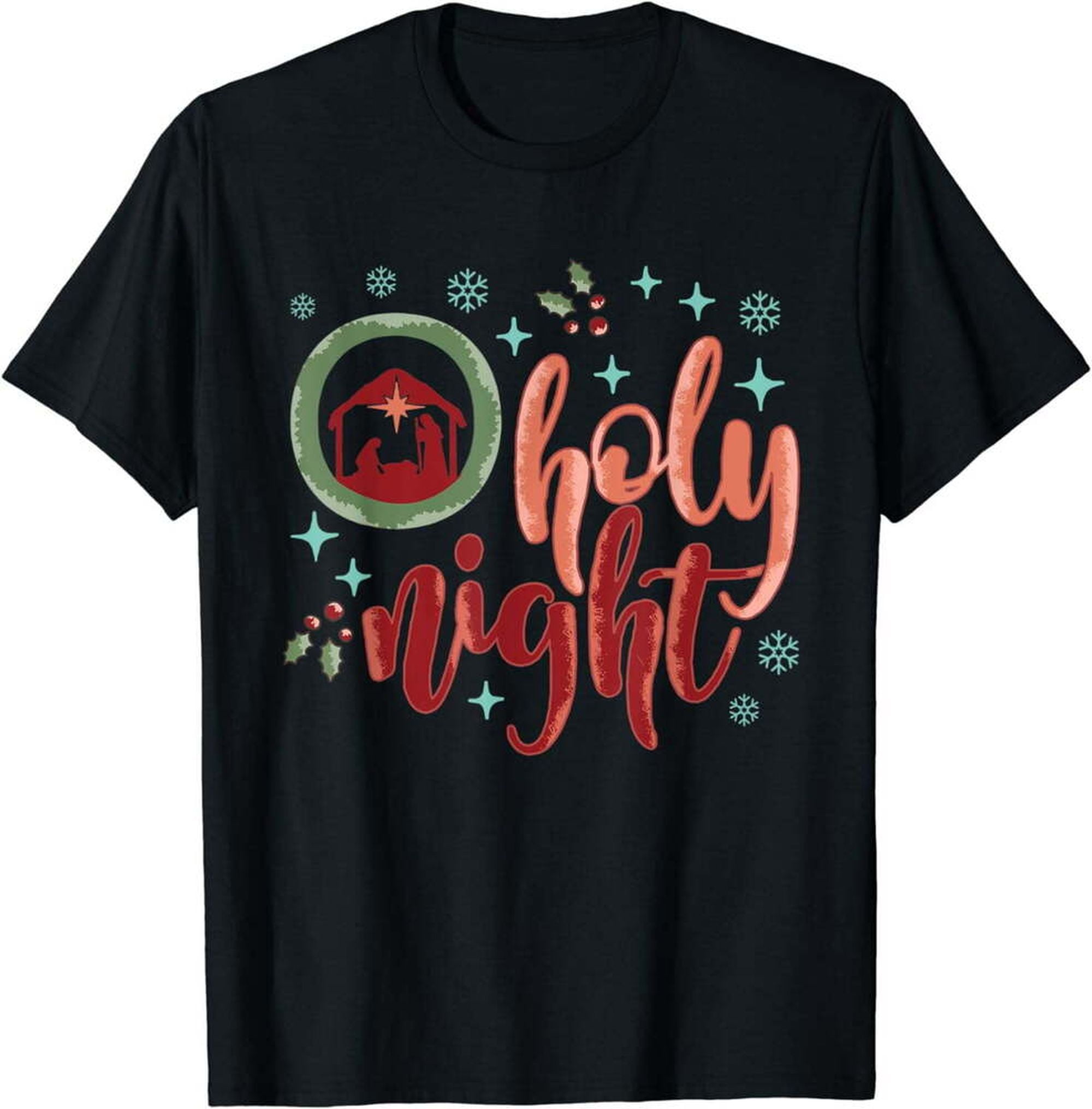 Holy Night Christian Retro Christmas Tee - Inspiring Bible Verses