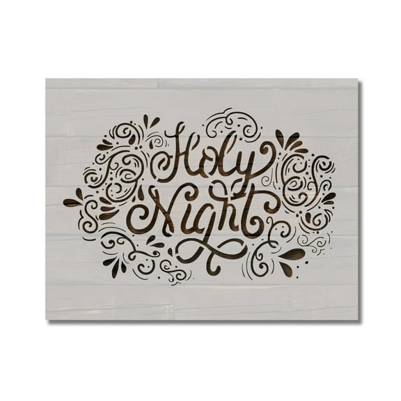 Holy Night Christmas Stencil Template Reusable 8.5 x 11 Inches for Painting on Walls, Wood, Arts and Crafts by Stencilville