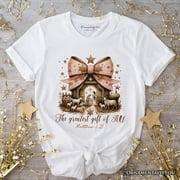 ORNAMENTALLYYOU Holy Night Nativity Scene Jesus T-Shirt, The Greatest Gift of All Matthew 1:21 Christian Christmas Tee