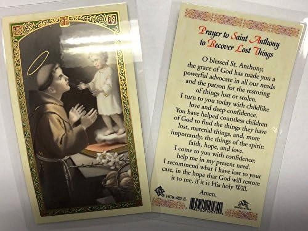 Holy Prayer Cards for Prayer to Saint Anthony to Recover Lost Things in