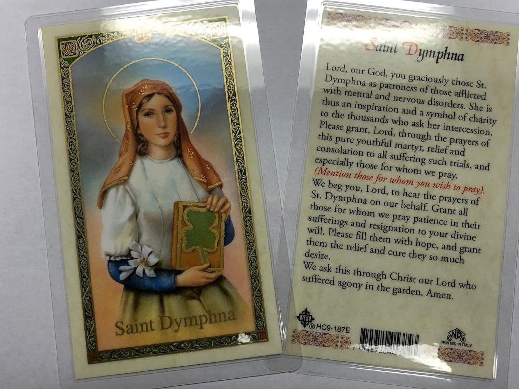 Holy Prayer For The Prayer To Saint Dymphna Set Of 2 In English