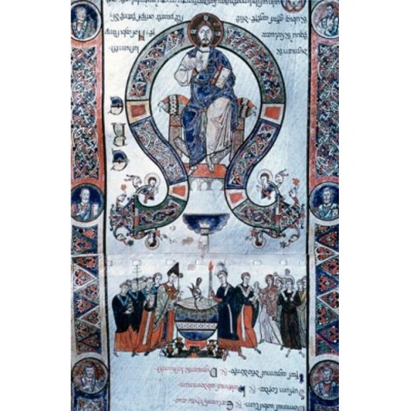 Holy Saturday Scroll-Enthroned Christ Manuscript 11th Century Poster Print