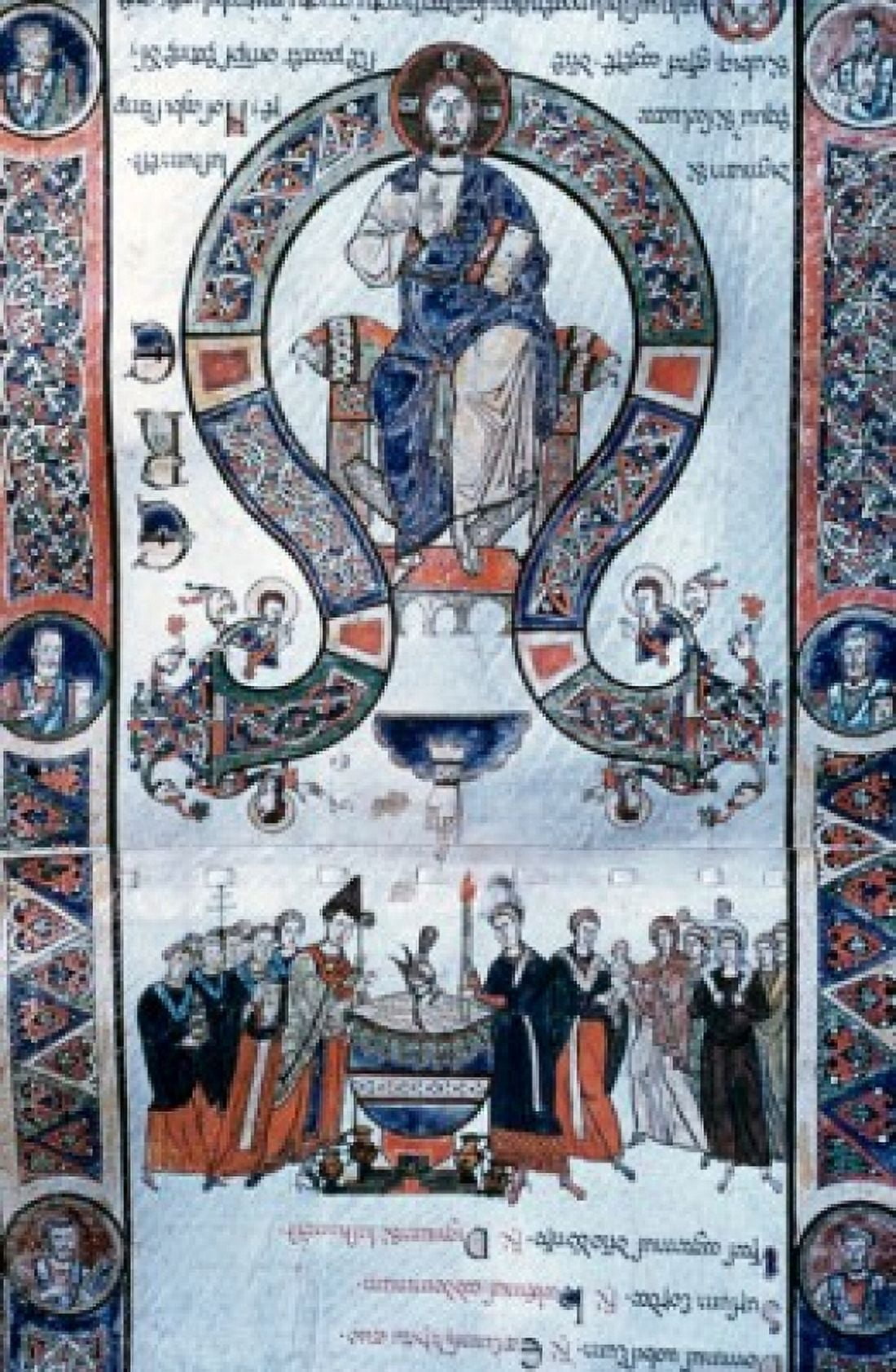 Holy Saturday Scroll Enthroned Christ manuscript 11th century Canvas Art - (18 x 24)