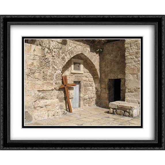Holy Sepulchre Cross 2x Matted 34x28 Large Black Ornate Framed Art Print by The Cityscape Art Print Series