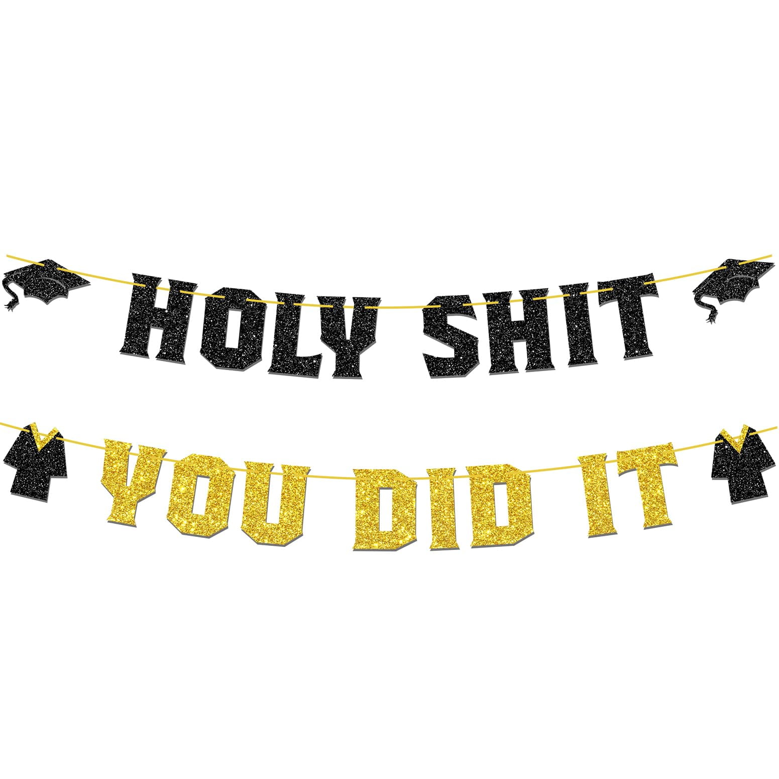 Kuchen-Topper 'Holy Sh*t You Did It' – Abschluss 2023 Dekoration In Grün/Gold, Für Kuchen & Cupcakes