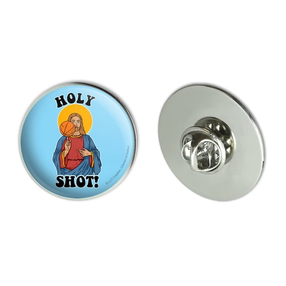 Holy Shot Basketball Jesus Funny Humor Metal 1.1" Tie Tack Hat Lapel Pin Pinback