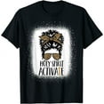 Holy Spirit Activate Black Mom Leopard Messy Bun Bleached TShirt