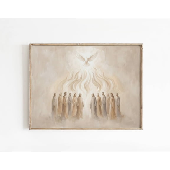 Holy Spirit Dove Pentecost Beige Christian Wall Art Refined Timeless Balanced Classic Interior