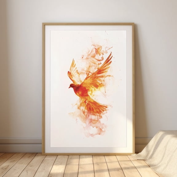 Holy Spirit Dove, Pentecost Watercolor Style Flame Art, Christian Wall Art UNFRAMED PAPER POSTER, Home Decor, Vintage Gift, Living Room Dercor