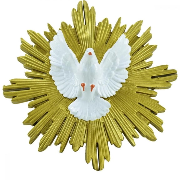 Holy Spirit Dove White Gold 12" Statue - Shatterproof Material