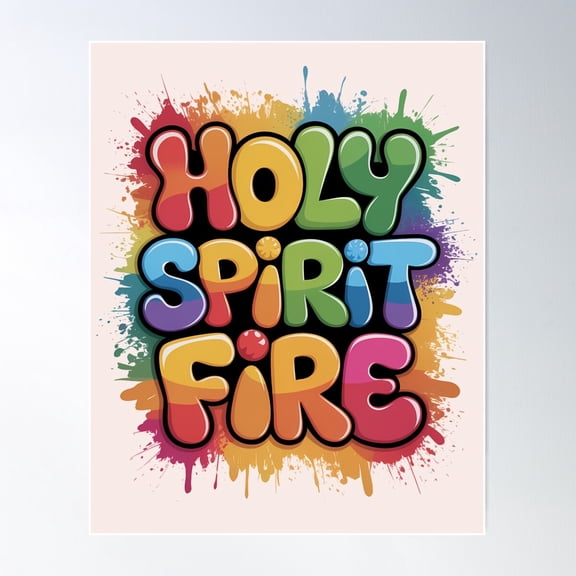 Holy Spirit Fire Acts 2:3 Bold Graffiti Jesus Quote Street Art Poster Wall Art, Modern Wall Decor For Living Room Bedroom, 8x12 UNFRAMED