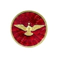 thumbnail image 1 of Holy Spirit red enamel round Gold and silver accent  catholic lapel pins, 1 of 2