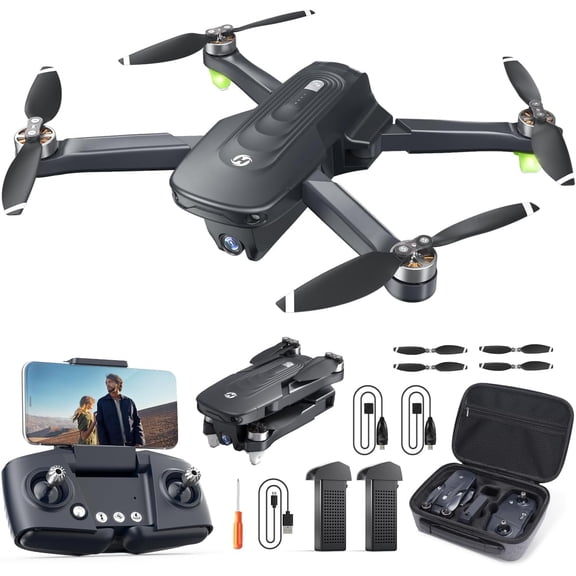 Holy Stone Drone HS175D with 4K Camera for Adults and Beginners, Foldable GPS Drone with Auto Return Home, Follow Me Mode, 2 Batteries Double the Flight Time, Black