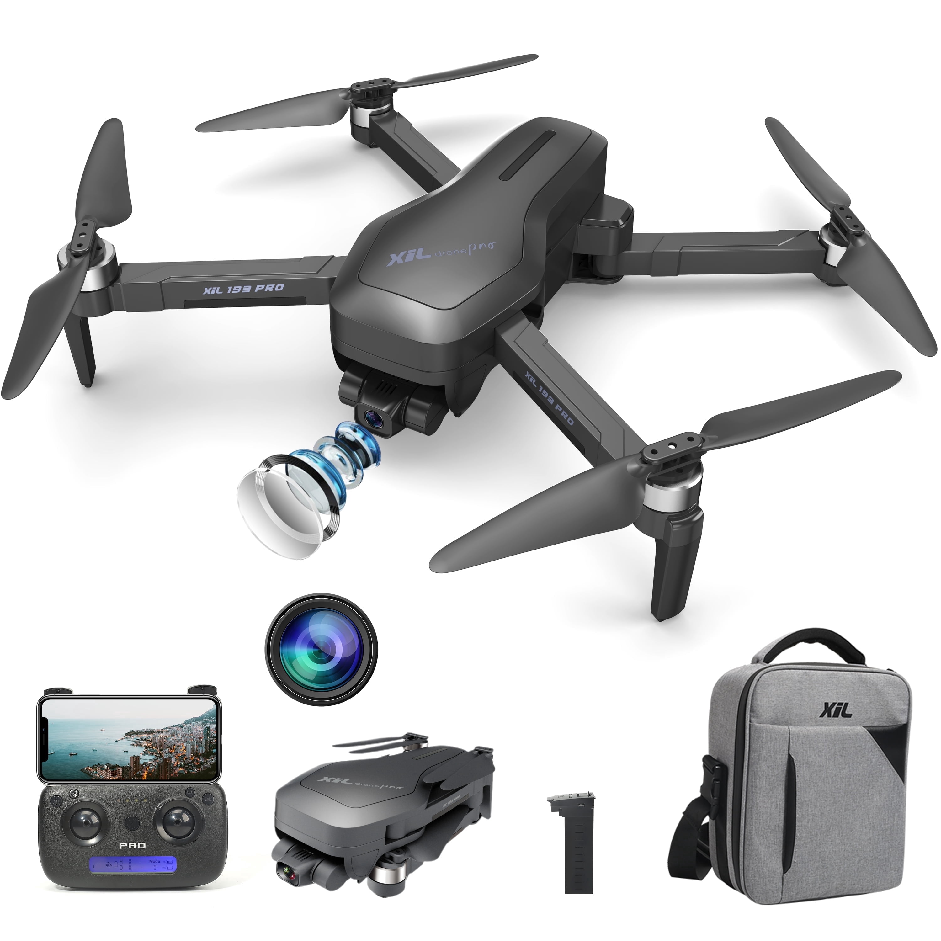 Holy Stone Foldable GPS Drone 4K FHD Camera 2 Axis Anti-Shake Gimbal Drone for Beginners with Brushless Motor 5G Wi-Fi Transmission, Black
