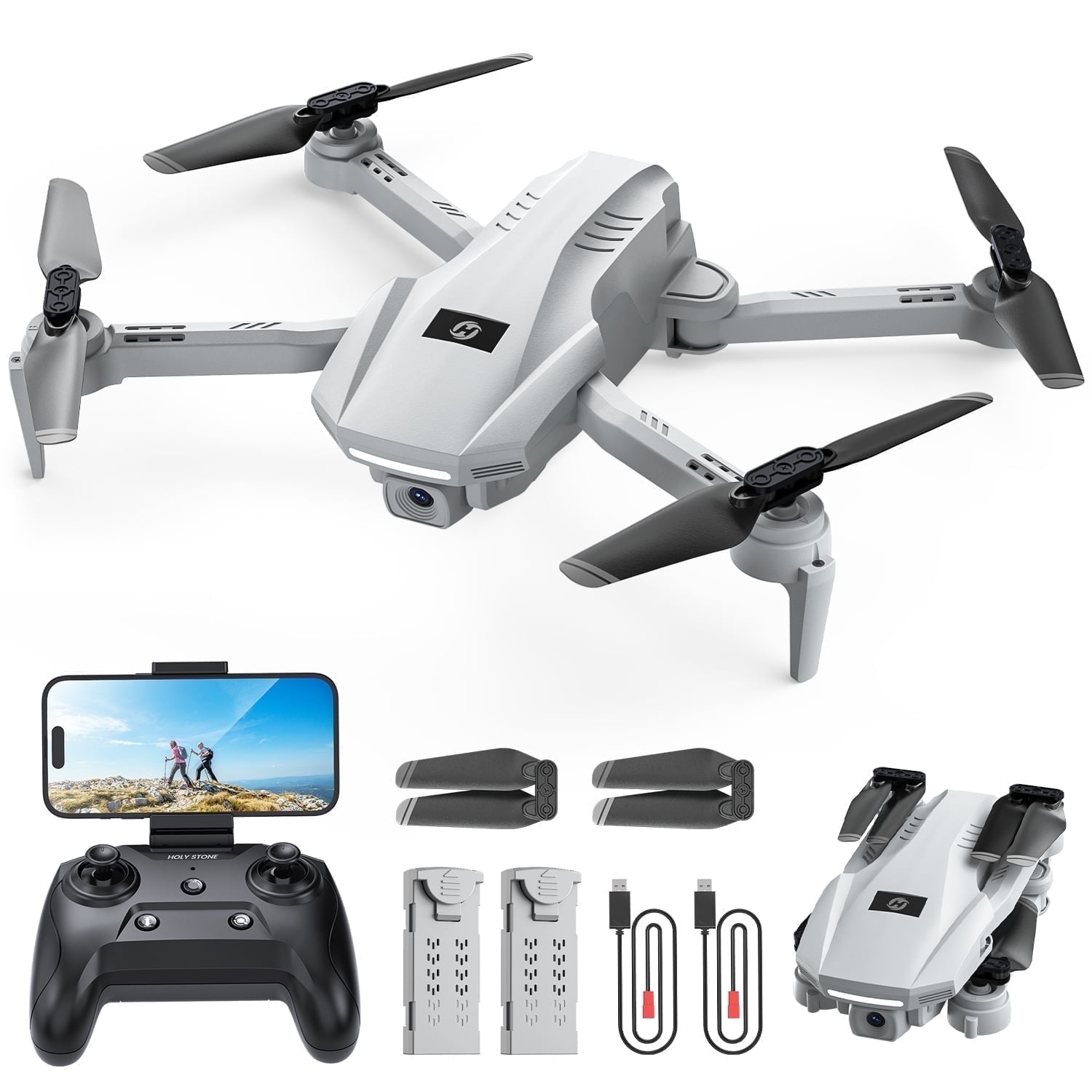 Holy Stone HS130 FPV Drone with 1080P HD Camera for Adults and Kids, Altitude Hold, 2 Batteries, Gray