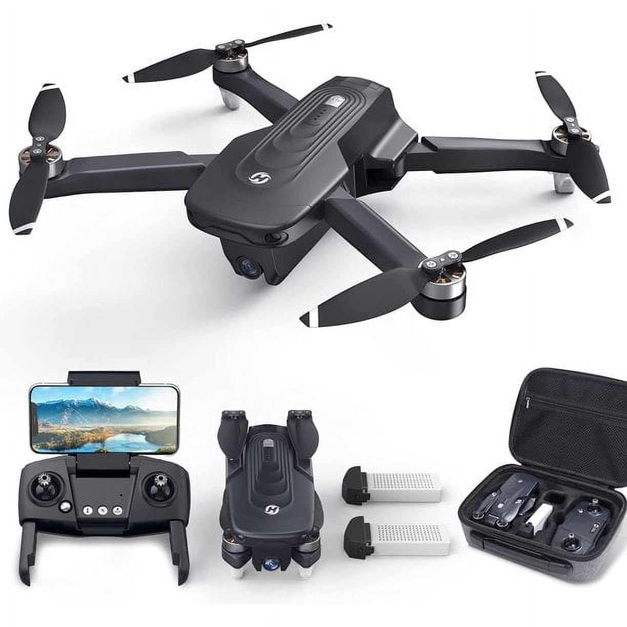 Holy Stone HS175D Drone 4K Camera 2 Batteries for 40 Minutes of Play Carrying Bag, Black