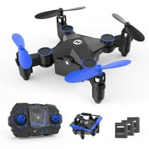 Holy Stone HS190 Foldable Mini Nano RC Drone for Kids - Portable Pocket Quadcopter, Easy-to-Fly Drone for Beginners, 3 Batteries, Blue