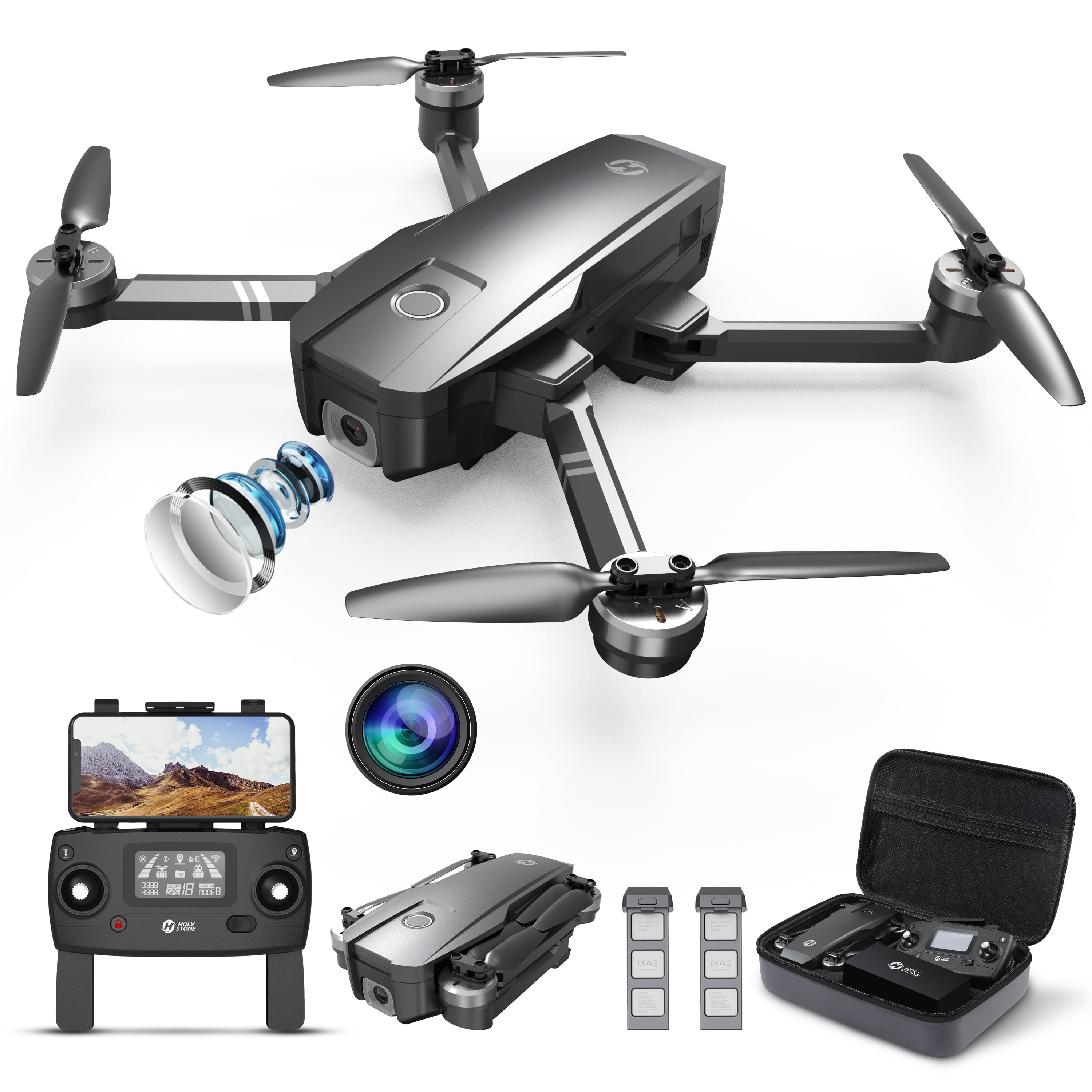  Holy Stone Drone GPS con cardán de 2 ejes con cámara EIS 4K  para adultos principiantes, HS720G FPV RC Quadcopter plegable con motor sin  escobillas, transmisión WiFi 5G, flujo óptico, sígueme