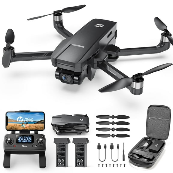 Holy Stone HS720G GPS Drones with Camera for Adults 4K, Built-in Remote ID, 2-Axis Gimbal, 2 Batteries, Black