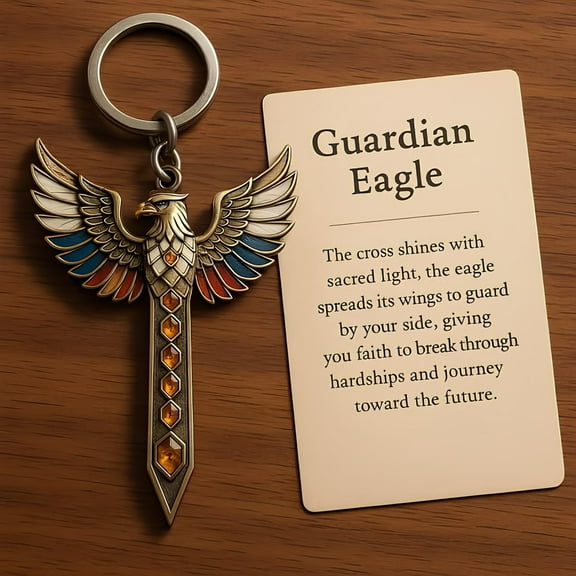 Holy Sword Keychain with Motivation Card - Inspirational Art Collection for Protection and Strength