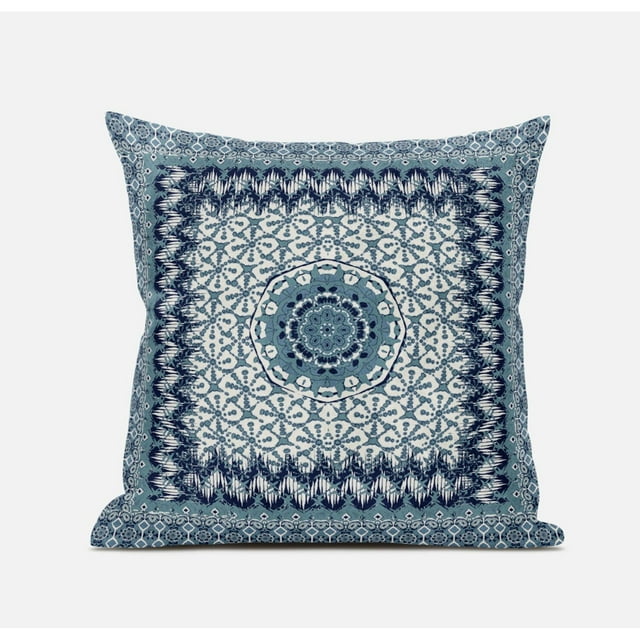 Holy Tie Die Flower Suede Zippered Pillow with Insert in Bright Blue 20 x 20