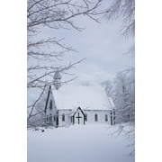 Holy Trinity Anglican Church And Cemetery Through Snow-Covered Trees In Winter Iron Hill Eastern Townships Quebec Canvas Art - Perry Mastrovito Design Pics 11 x 17