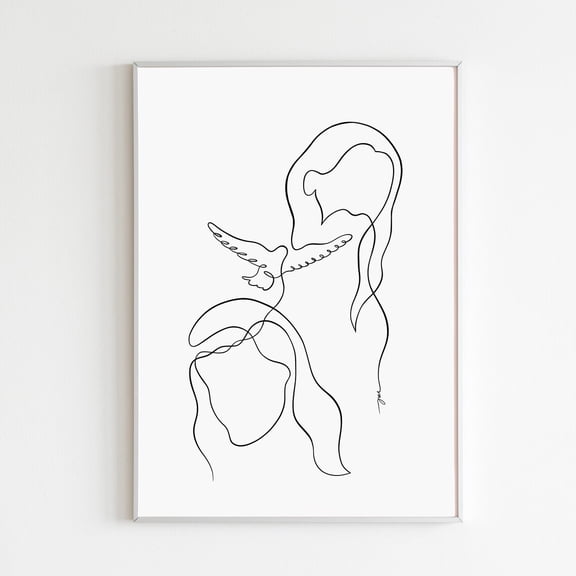 Holy Trinity Art Jesus Line Art Abstract Trinity Christian Modern Alternative Biblical Art Father Spirit Son, Unframed Canvas 8x10in