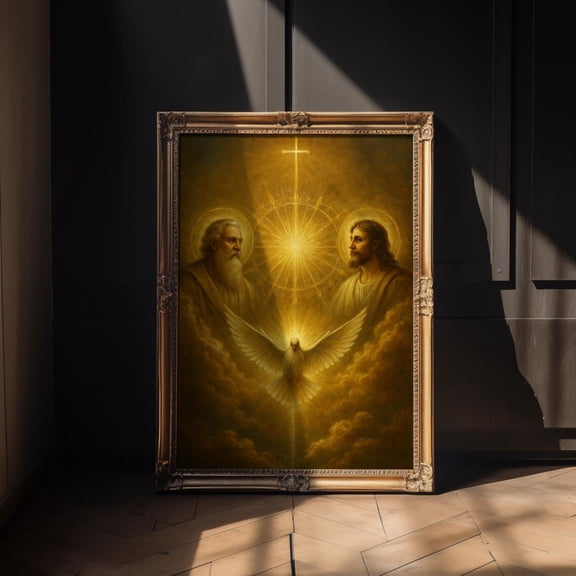 Holy Trinity Art The Father God The Son Jesus The Holy Spirit Religious Decor, Unframed Paper Poster 8x10in