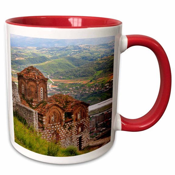 3drose, Holy Trinity Church in Berat Castle, Berat, Unesco Site, Albania, 11oz Two-tone Red Mug