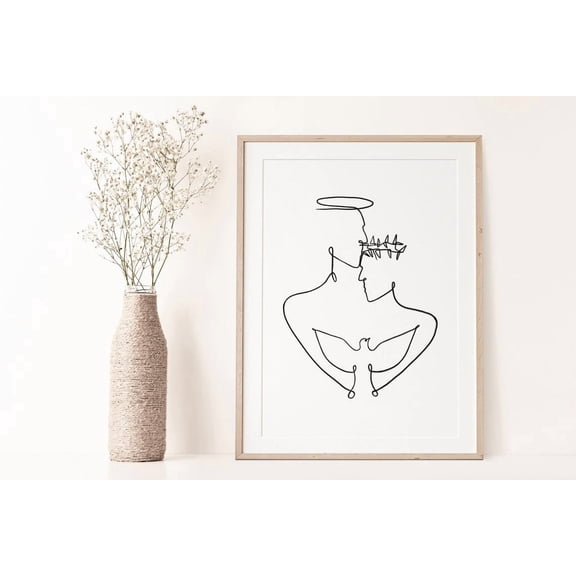Holy Trinity Line Art | Trinity One Line | Christian Artwork | Modern Christian Print | Religious Wall Decor | Art | Unframed Paper Print