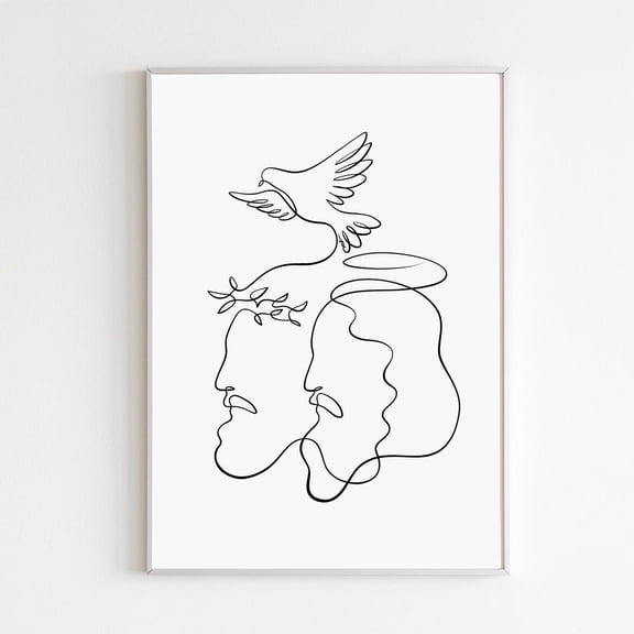 Holy Trinity One Line Drawing Minimalist Christian Wall Decor Unframed Paper Print