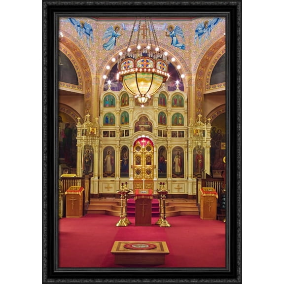 Holy Trinity Orthodox Cathedral, Chicago 28x40 Large Black Ornate Wood Framed Canvas Art
