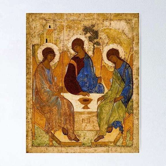 Holy Trinity Painting Rublev Trinity Poster Icon Christian Religious Wall Art Poster , Poster Print Only