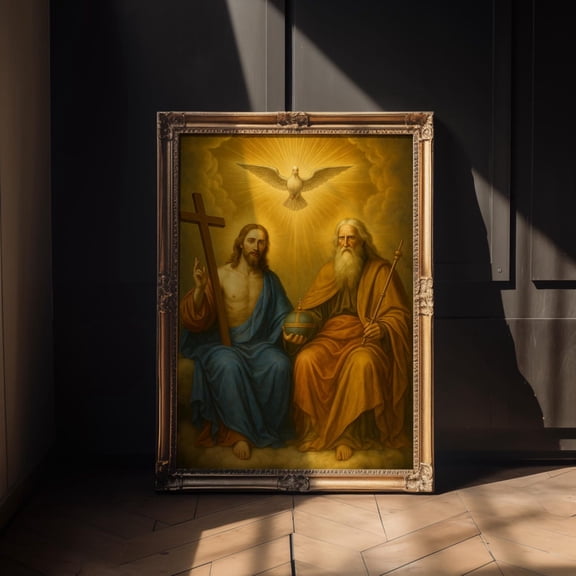 Holy Trinity Picture The Father God The Son Jesus The Holy Spirit Religious Art Unframed Paper Print