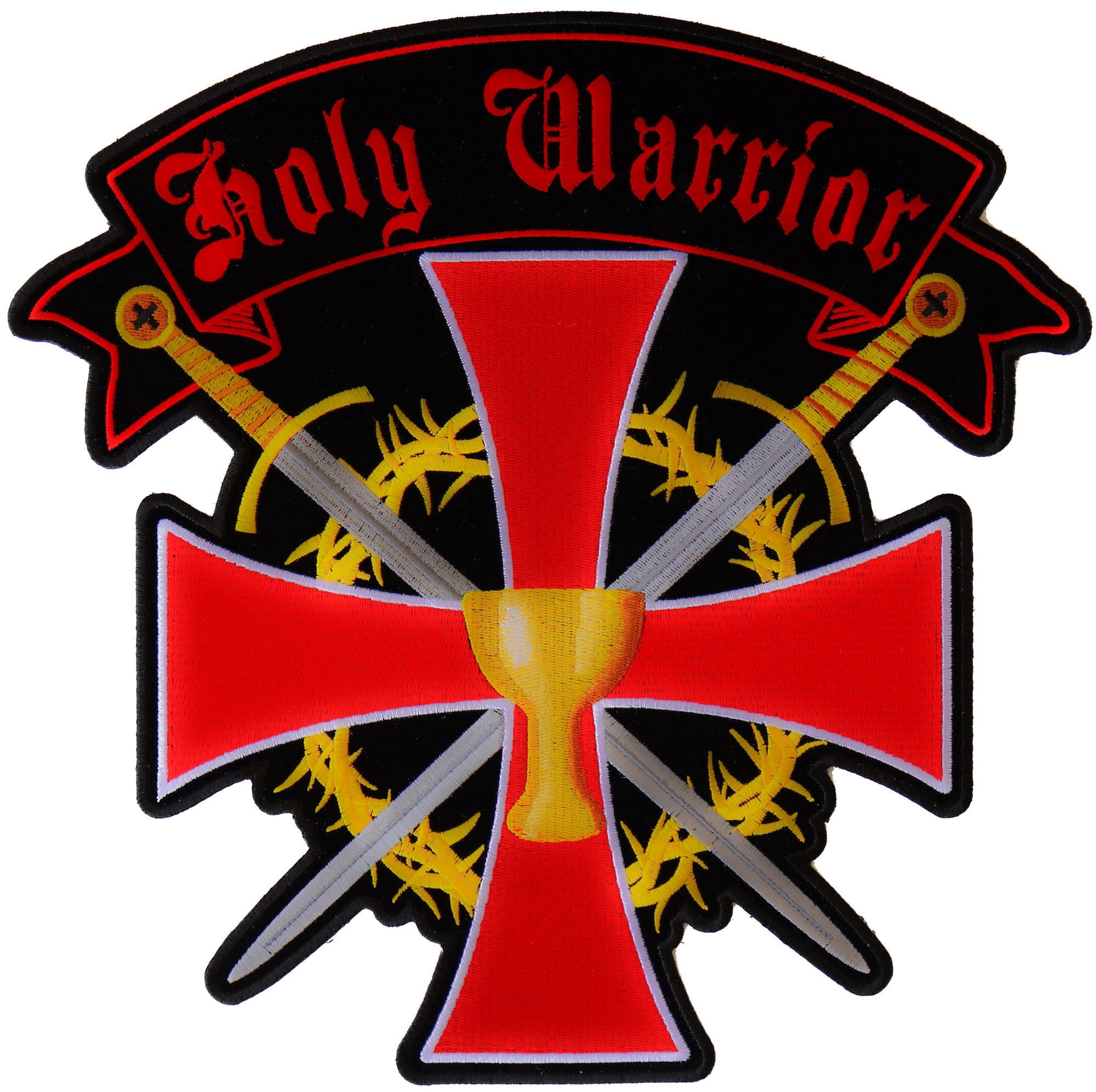 Holy Warrior Christian Cross Swords and Holy Grail Patch