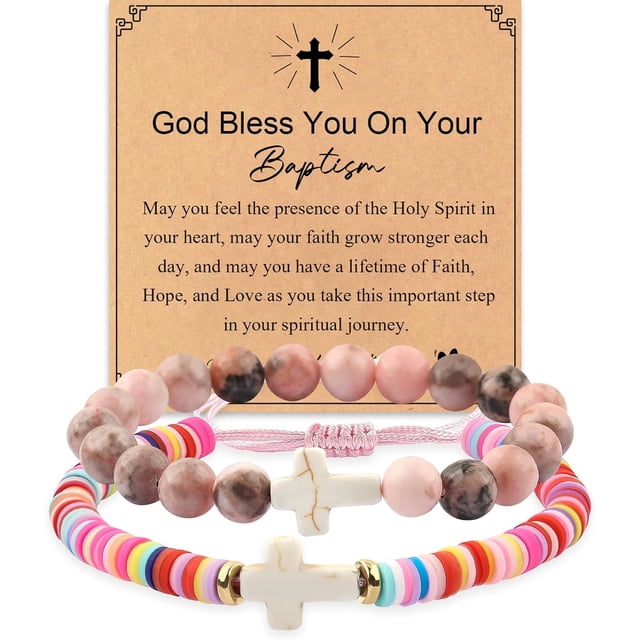 Holy Water Cross Bracelet for Women, Clay & Stone Faith Jewelry ...
