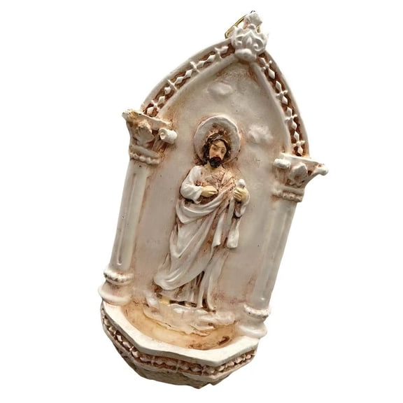 Holy Water Font Wall Plaques Sant Jude Catholic Holy Water Font for Entrance of Home Church Wall Decors Gift