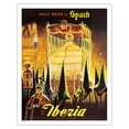 thumbnail image 1 of Holy Week in Spain - Fly By Iberia Air Lines of Spain - Vintage Travel Poster c.1950s - Fine Art Matte Paper Print (Unframed) 11x14in, 1 of 4