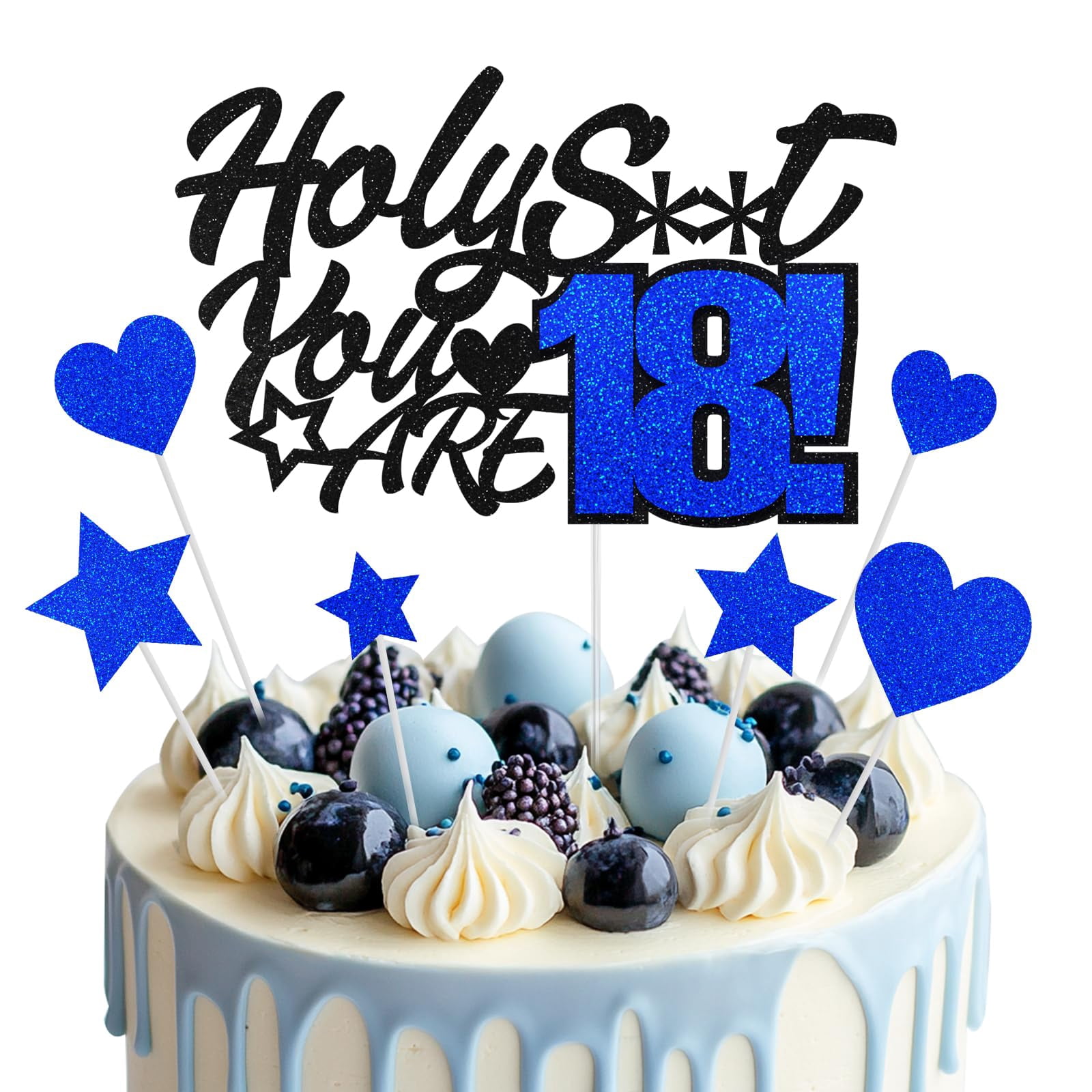 Holy You are 18 Cake Topper, ZLK1 Blue Black Happy 18th Birthday Cake ...