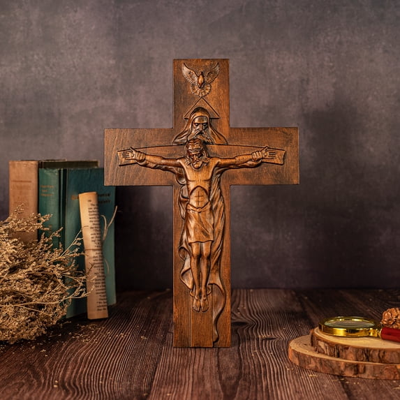 Holy trinity cross christian wall cross prayer god holy spirit gifts of saints