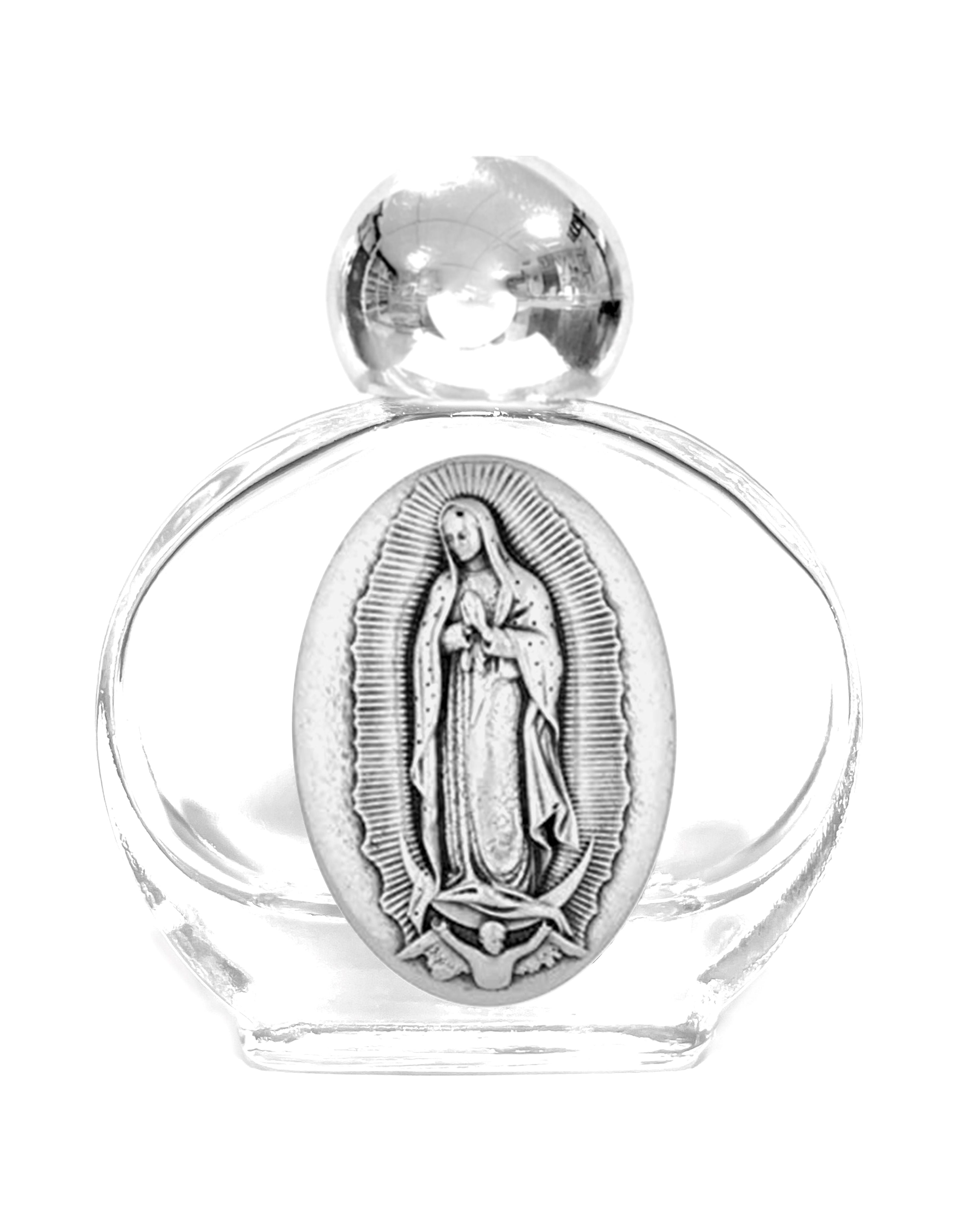 Holy water glass bottle with medal