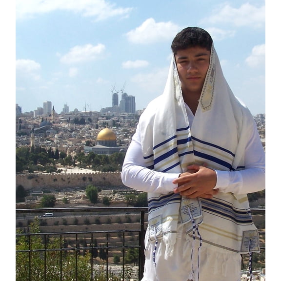 HolyLandMarket Mens Messianic Shawl/Tallit - The Messiah Tallit (Royal Blue)