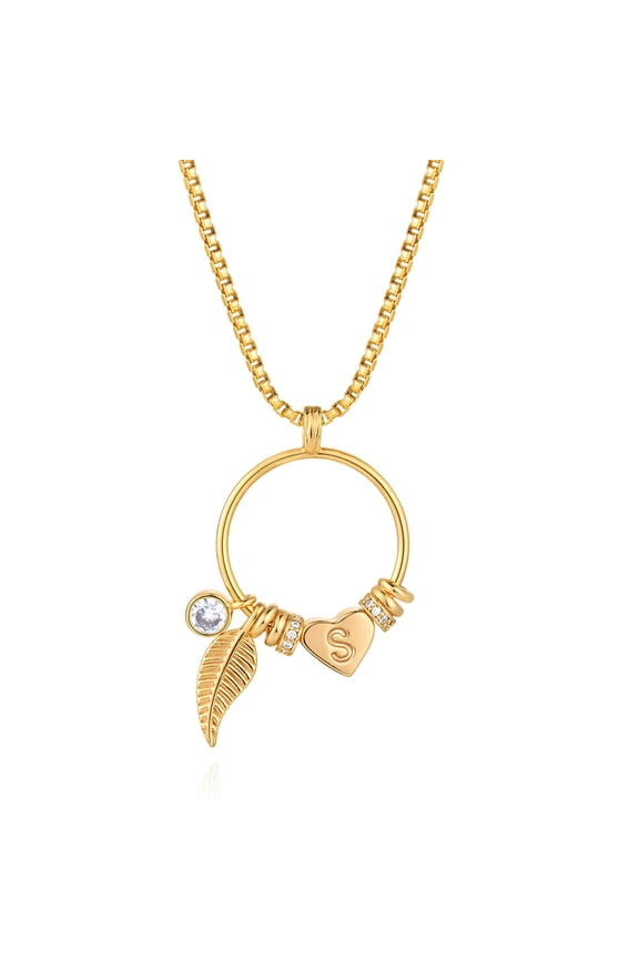 Gold Initial Necklace for Women Karma Open Circle Pendant