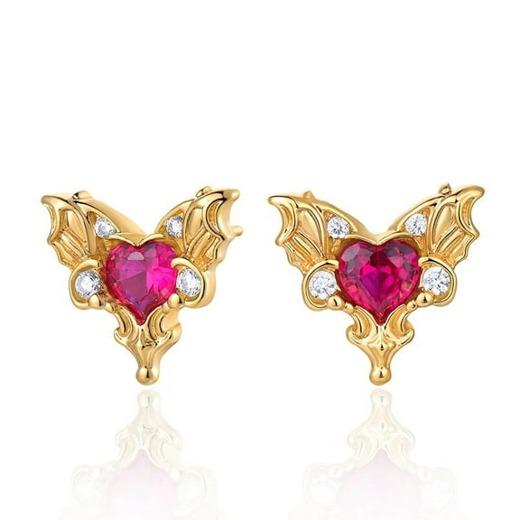 HOLYMAGIC 14K Gold Plated Stud Earrings for Women Jewelry Gift